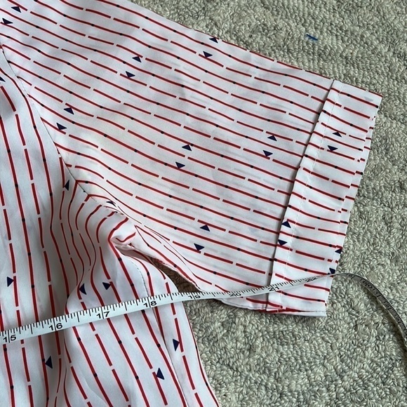 Woman's Vintage White with Red Strips Blouse - Picture 2 of 8